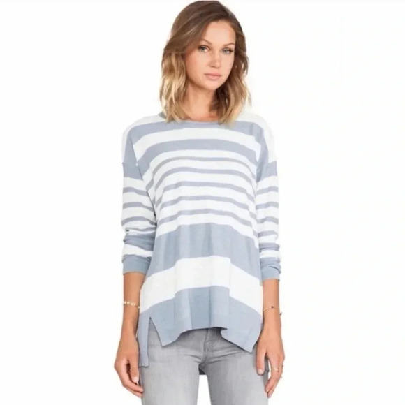 Vince 100% cotton striped lightweight sweater - Picture 1 of 7